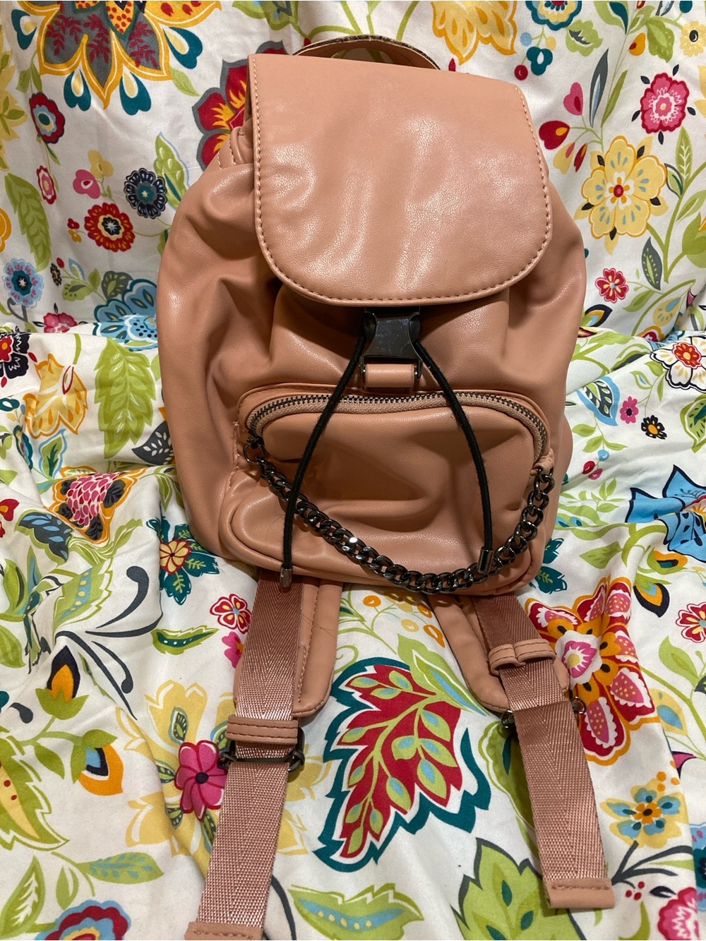 RACHEL Rachel Roy Blush Pink Mini Backpack with Chain Accent